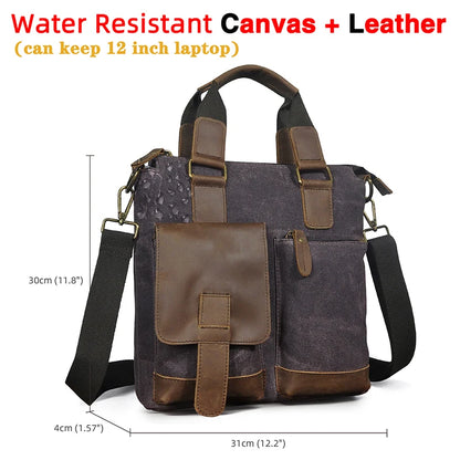 Men Original Leather Retro Designer Business Briefcase Casual 12" Laptop Travel Bag Tote Attache Messenger Bag Portfolio B259