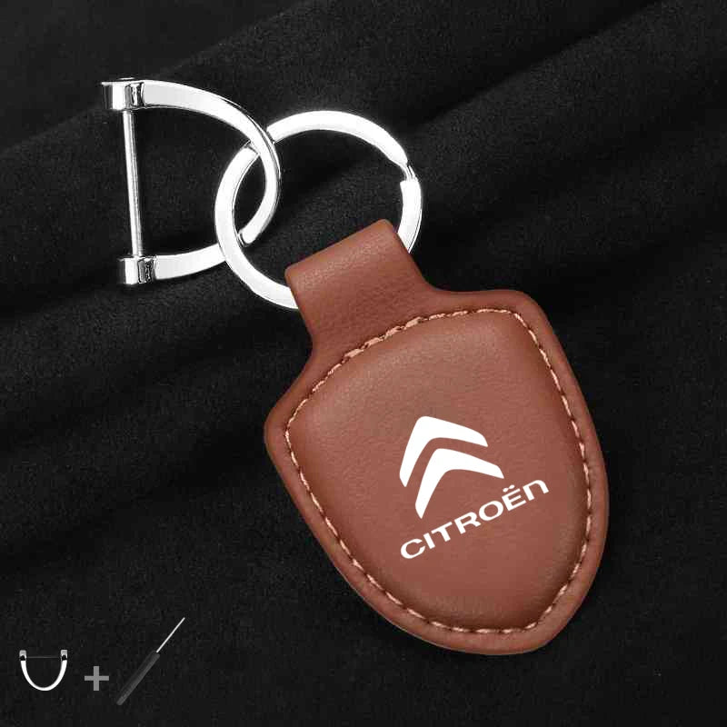 For Citroen C4 C3 C2 C1 C5 DS3 Berlingo Xsara headrest Accessories Car Shield Leather Keychain Key Ring Pendant Holder Gift