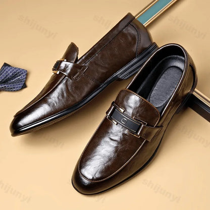 Men's Leather Shoes 2025 New High-quality Business Casual Shoes Men Loafers Spring Autumn Luxury Designer Dress Shoes Size 39-44