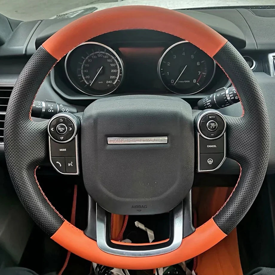 Leather for Land Rover Range Rover Velar Range Rover Evoque Discovery Sport Defender Hand Sewning Car Steering Wheel Cover