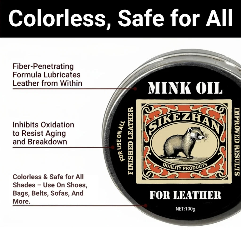 Mink Oil Leather Conditioner Balm for All Leather Products – Natural Odorless Care Cream for Shoes, Boots, Bags, Sofa