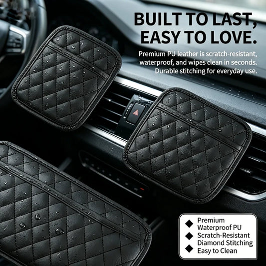 CAR ACCESSORIES MEN - 1 PIECE PU LEATHER CAR SEAT ORGANISER, MOBILE PHONE SUNGLASSES STORAGE, WATERPROOF DOCUMENT HOLDER