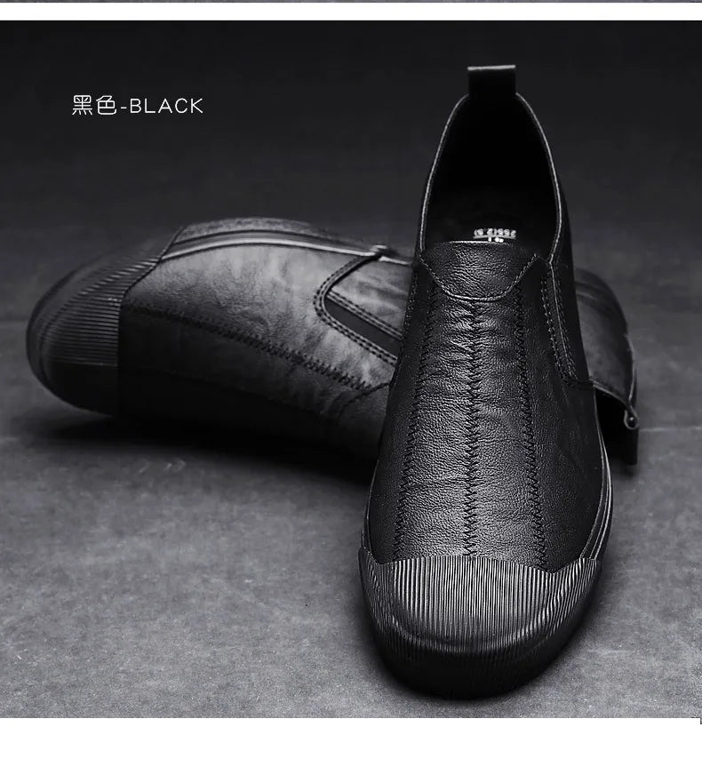 New Shoes for Men Leather Casual Shoes Spring Summer Fashion Men Slip-On Loafers Lightweight Leisure Flat Shoes