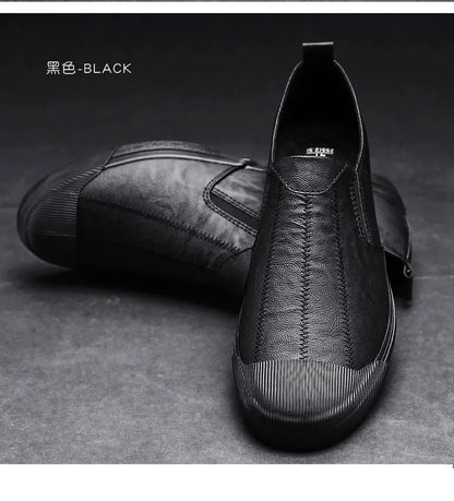 New Shoes for Men Leather Casual Shoes Spring Summer Fashion Men Slip-On Loafers Lightweight Leisure Flat Shoes