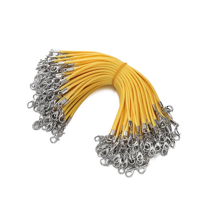 10pcs 2mm PU Leather Wax Thread 13cm Braided Strings With Alloy Lobster Clasp Bracelet Cord for DIY Jewelry Making Supplies