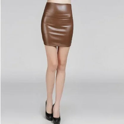 New Leather Skirt Women Fashion High Waist PU Leather Skinny Thicken Mini Hip Skirt Sexy  for Sex Women's Skirt