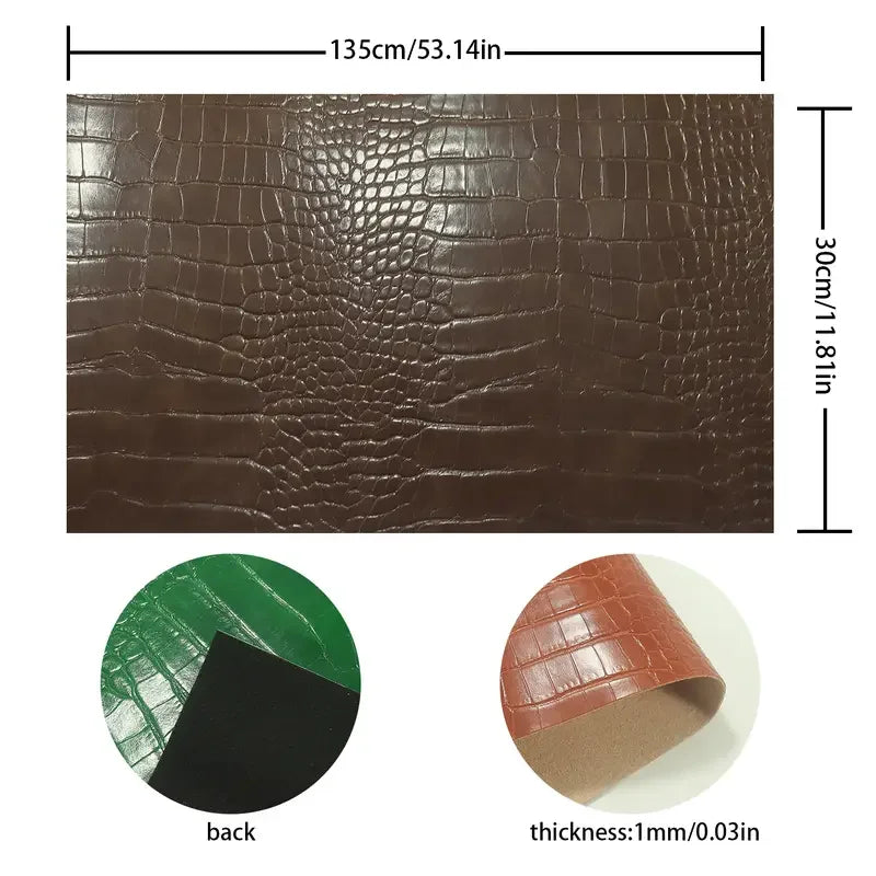 30×135cm Embossed Crocodile Pattern Faux Leather for Decorative Covering Bookbinding Wallet Making Handicrafts DIY Art Projects