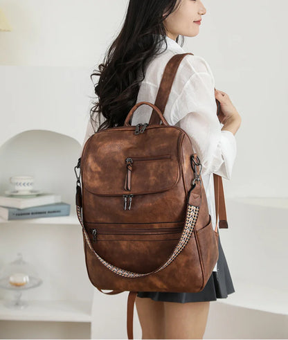 New 2026 Women Large Leather Laptop Backpack 15.6 Inch Waterproof Casual Fashion Business Retro Travel Shoulder bags for College
