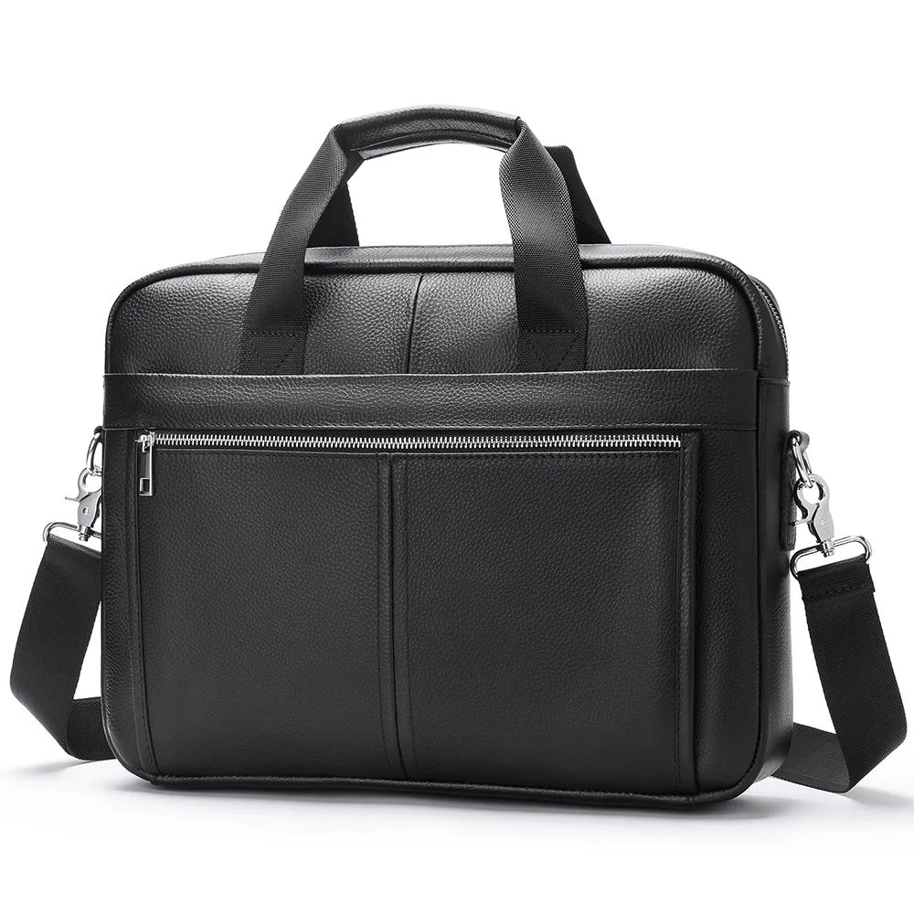 Men's Fashionable Genuine Leather Business Briefcase with Large Capacity151-inch laptop handbag made of top-grade cowhide