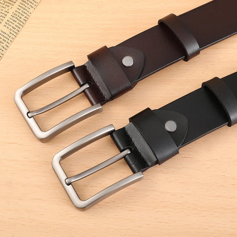 3.7cm Wide Men's Synthetic Leather Belt with Metal Pin Buckle, Casual Jeans Belt for Men, Unisex Synthetic Leather Pants Belt