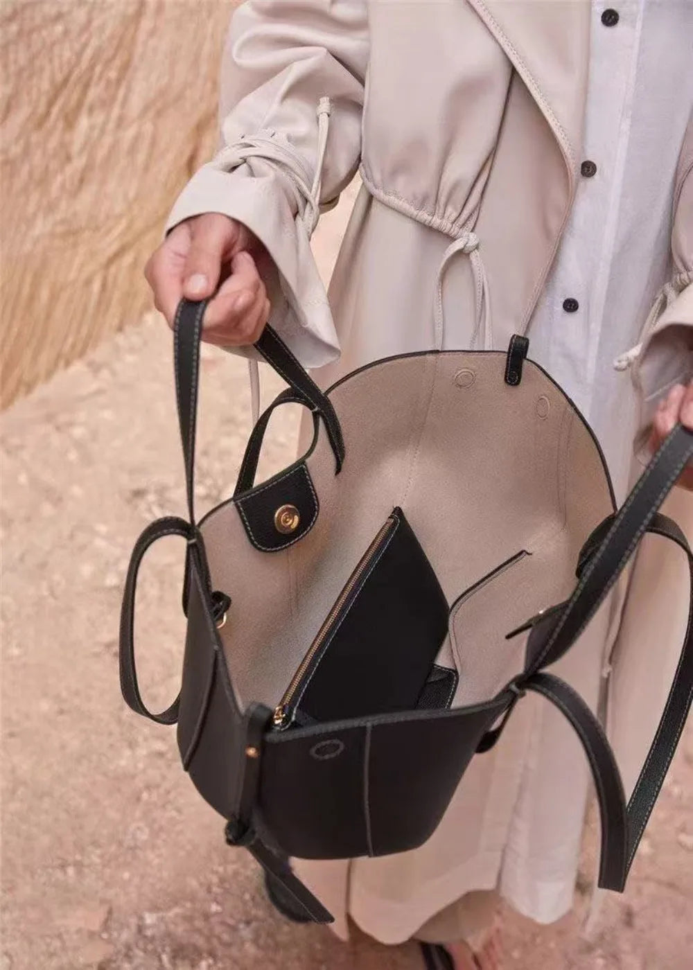 2026 large-capacity handheld single-shoulder tote bag, genuine leather women's bag, underarm bag, cowhide