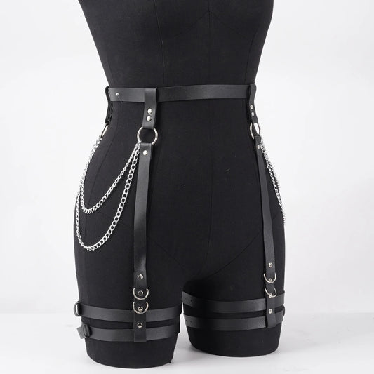 Women's Fashion PU Leather Belt Thigh Garter Tassel Chain Suitable for Daily, Holiday Party Dress Matching Accessories