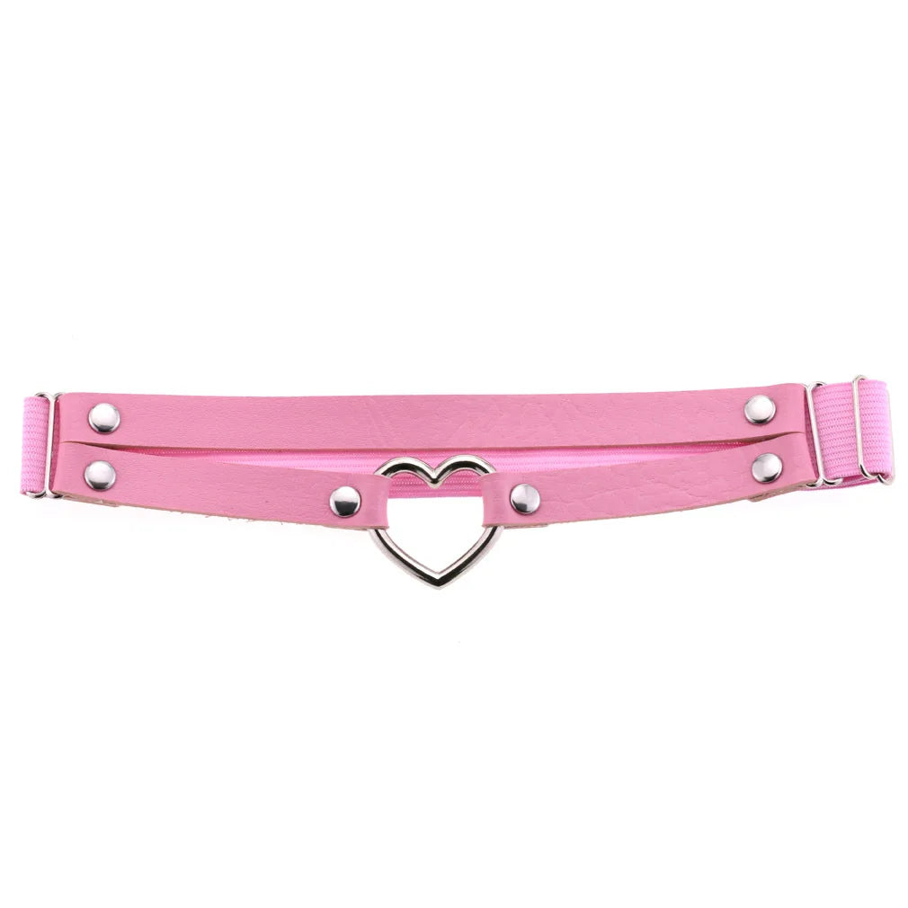 Heart Leg Garter Elastic Belt Rock Leather Leg Harness  For Women Girls Black Thigh Garter Festival Rave Accessories Adjustable