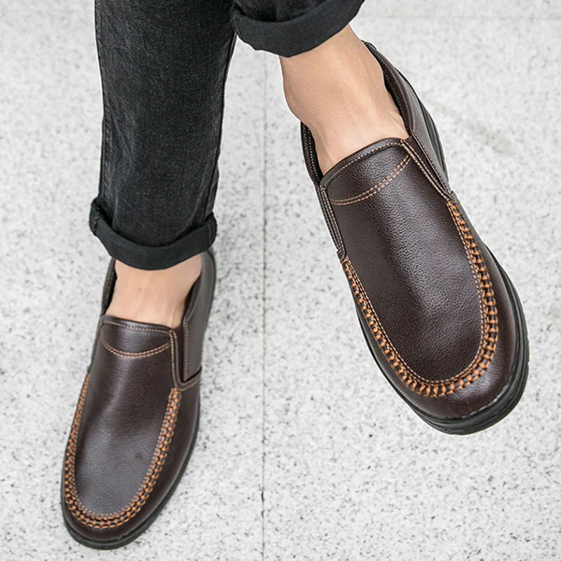 Genuine Leather Shoes Men Loafers Soft Comfortable Mens Business Shoes Flat Casual Footwear Male Brand Shoes KA2707