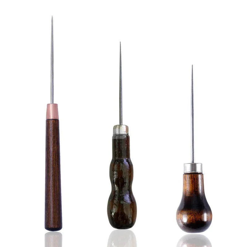 Professional Leather Wood Handle Awl Tools For Leather Craft Stitching Sewing Hand Tools Accessories