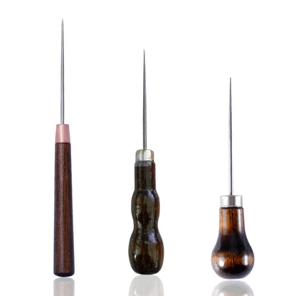 Professional Leather Wood Handle Awl Tools For Leather Craft Stitching Sewing Hand Tools Accessories