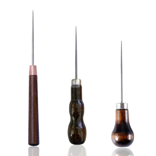 Professional Leather Wood Handle Awl Tools For Leather Craft Stitching Sewing Hand Tools Accessories