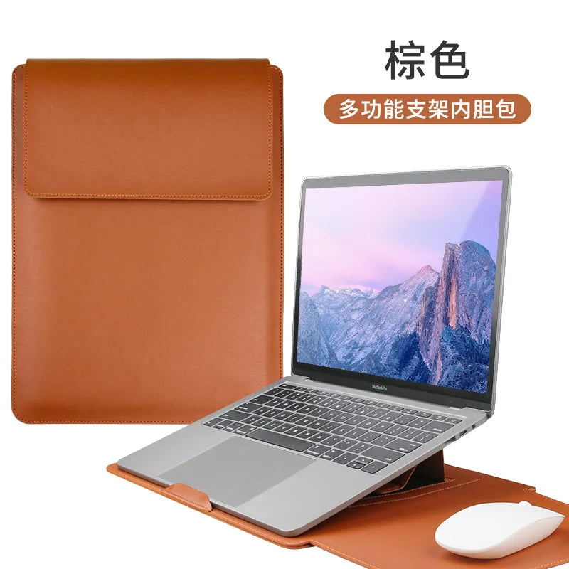 Custom Name Leather 14 Inch Laptop Bag Set Large Capacity Mouse USB Storage Bag Business Computer Stand Waterproof Briefcase