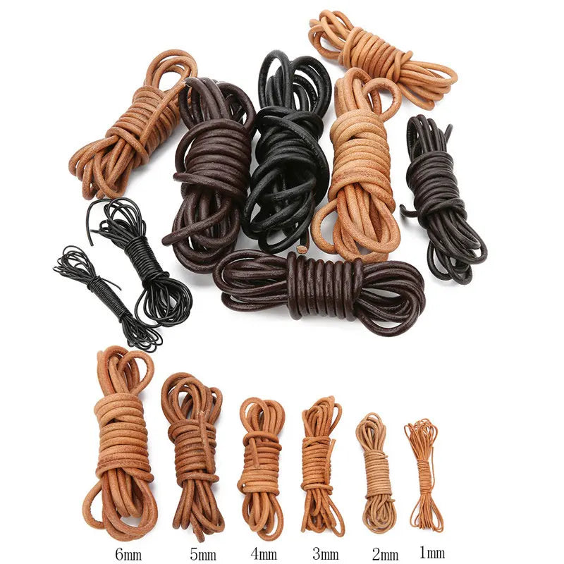 2meters 1 2 3 4 5 6 8 mm Leather Cord Thread Round Real Leather Rope Bracelet String For Diy Jewelry Making Necklace Accessories