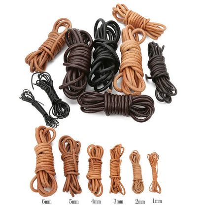 2meters 1 2 3 4 5 6 8 mm Leather Cord Thread Round Real Leather Rope Bracelet String For Diy Jewelry Making Necklace Accessories