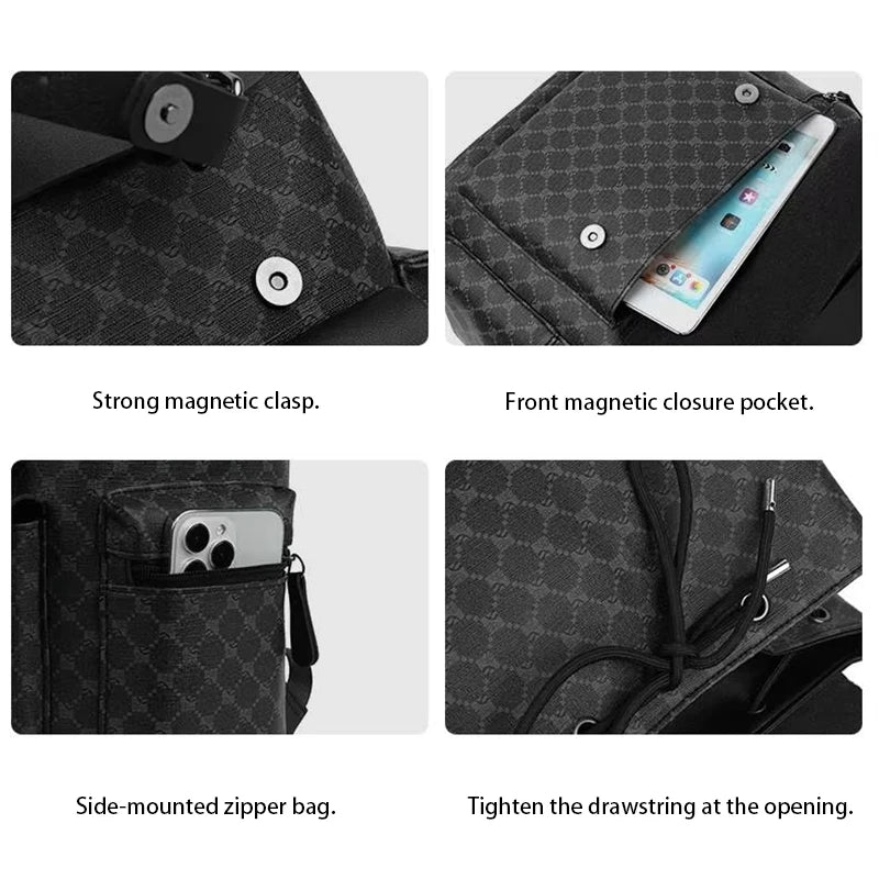 Fashion Men's Backpacks Soft PU Leather Travel Bags High Capacity Laptop Backpack for Student School Bag Male Gift