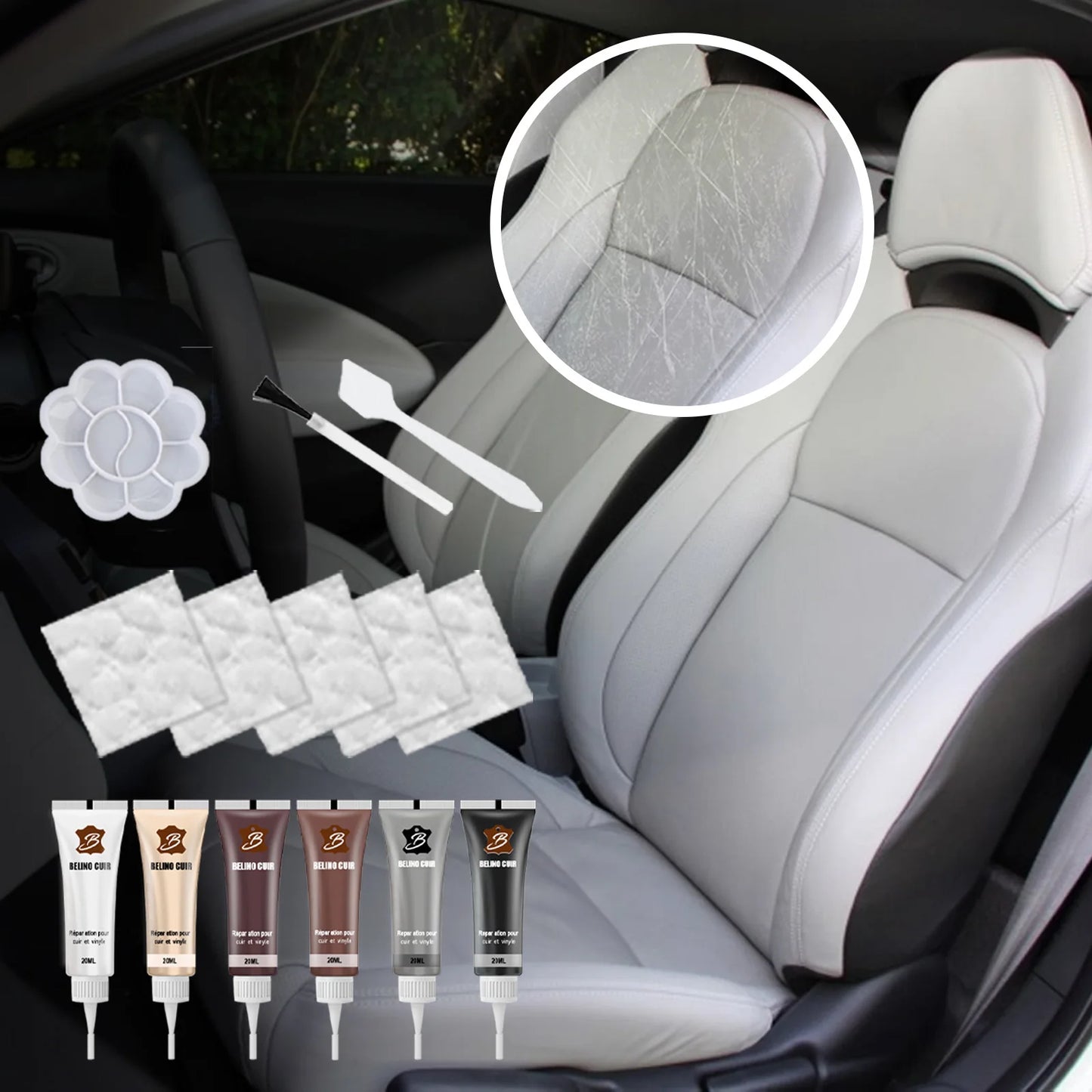20ml Leather Repair Gel Car Seat Home Leather Scratches Supplement Color Repair Paste Leather Cleaner for Car Sofa Bag and Shoes