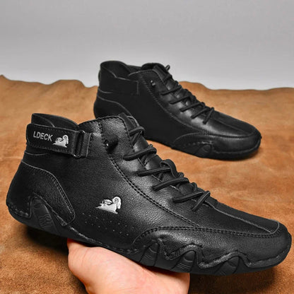 Leather Shoes for Men 2023 New In Casual Luxury Man Boots Outdoor High Top Sneakers Fashion Roman Footwear Motorcycle Boots