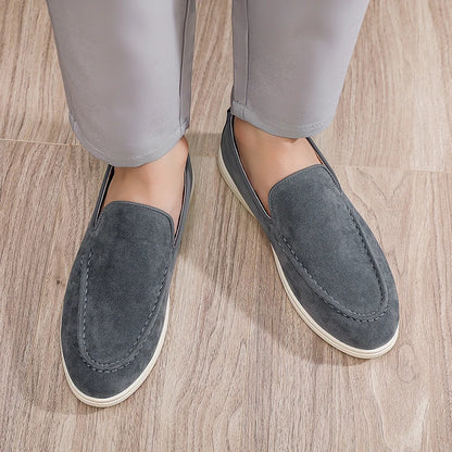 Men's Suede Leather Comfort Loafers, Flat Casual Slip-on Shoes, Fashion Suede Flats, Classic Round Toe Soft Leather Loafers 2026