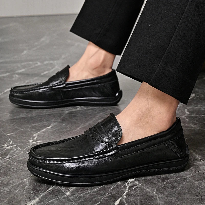 High-quality leather men's loafers spring and autumn new formal business shoes fashion casual shoes non-slip driving shoes