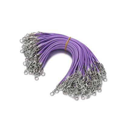 10pcs 2mm PU Leather Wax Thread 13cm Braided Strings With Alloy Lobster Clasp Bracelet Cord for DIY Jewelry Making Supplies