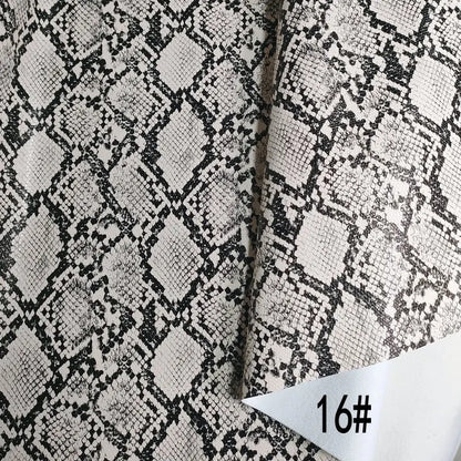 PU Snakeskin Faux Leather Fabric Roll No Adhesive for Bag Belt Headboard Sofa Upholstery Artificial Leather Animal