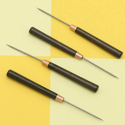 Professional Leather Wood Handle Awl Tools, Leather Craft, Stitching Sewing Accessories, Sewing Stitching, 2Pcs