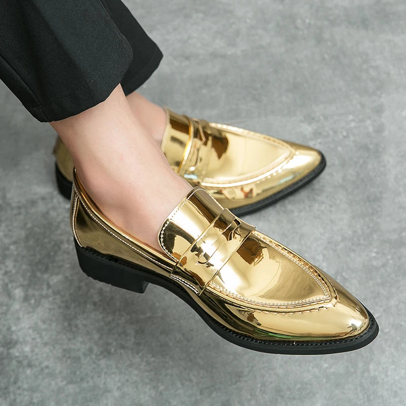 Wedding Leather Shoes For Men Classic Casual Business Shoes Male Green Loafers Social Party Purple Leather Oxford Shoes Man