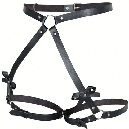Women PU Leather Leg Harness Decoration Fashion Punk Waist to Leg Belt Caged Thigh Garter Belt Straps Goth Clothing Accessories