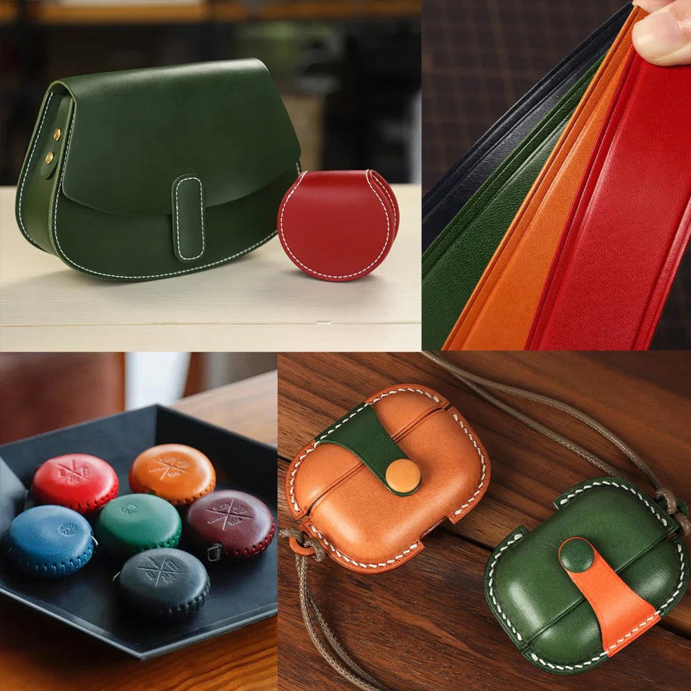 WUTA 3 Square Feet Irregular Colored Vegetable Tanned Cowhide Leather Piece DIY Full Grain Waxed Genuine Leather