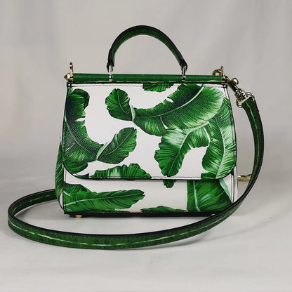 Women's Handbags Women's Shoulder Bags Handbags Leather Women's Messenger Bag Designer Lemon White Flowers