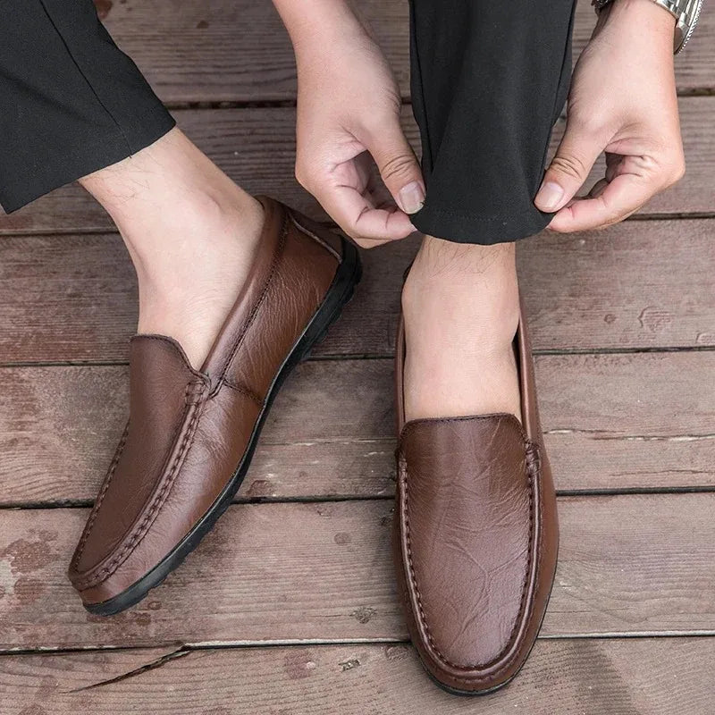 Genuine Leather Men Casual Shoes Luxury Brand Comfortable Man Loafers Italian Moccasins Breathable Slip on Men Driving Shoes