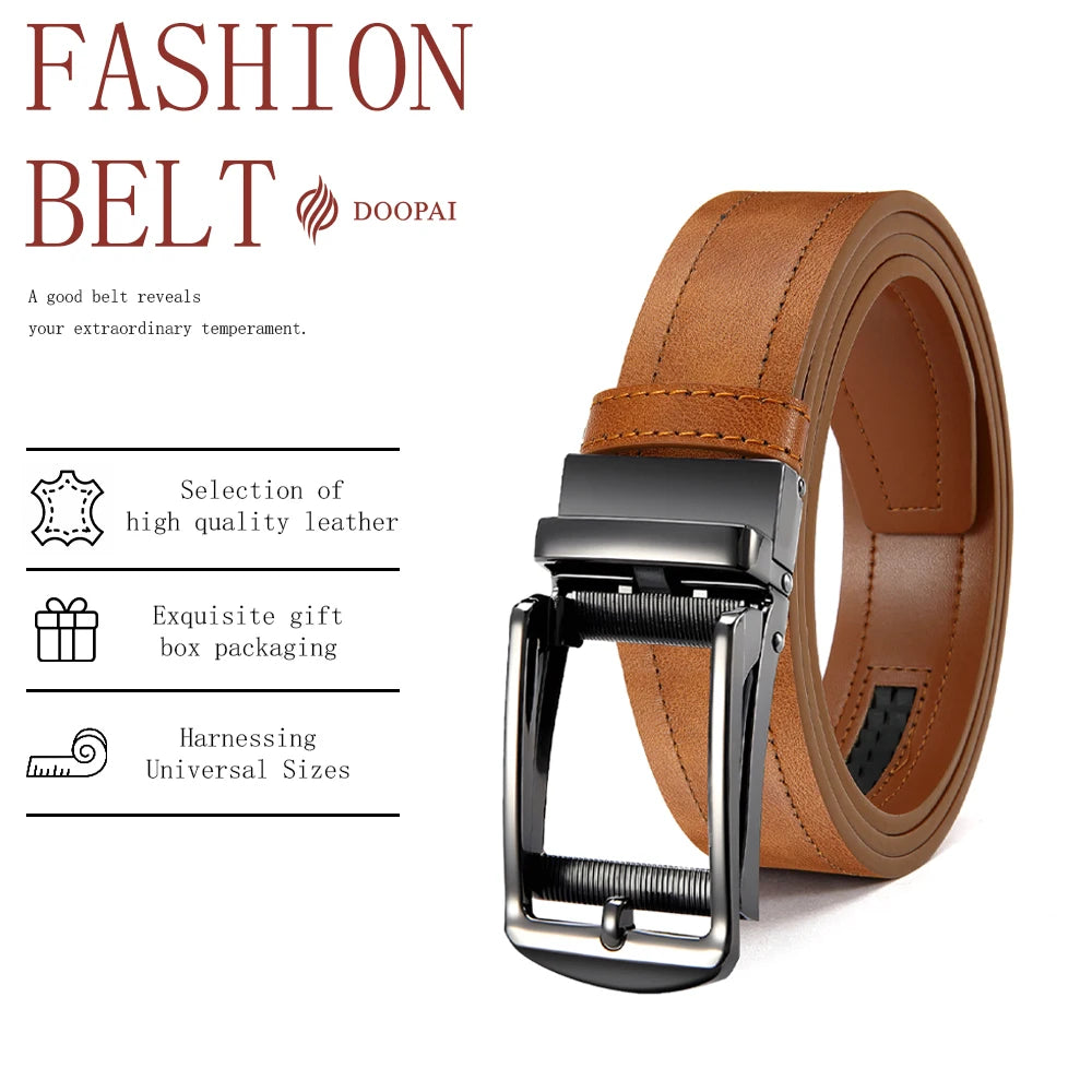 Men's Leather Belts Fashion Automatic Buckle PU Male Belts Luxury Business Designer Black Brown 115 125 135cm