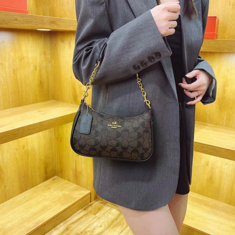 Women High End Designer Leather Underarm Shoulder Bag Classic Vintage Ladies Crossbody Handbag Elegant Multi-use Messenger Shoul