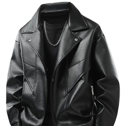 Leather jacket men's  version trendy handsome locomotive jacket men's lapel top