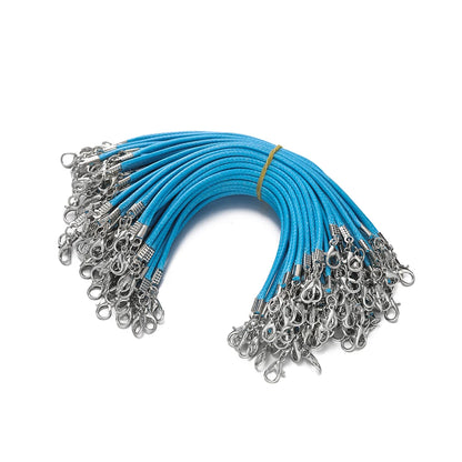 10pcs 2mm PU Leather Wax Thread 13cm Braided Strings With Alloy Lobster Clasp Bracelet Cord for DIY Jewelry Making Supplies