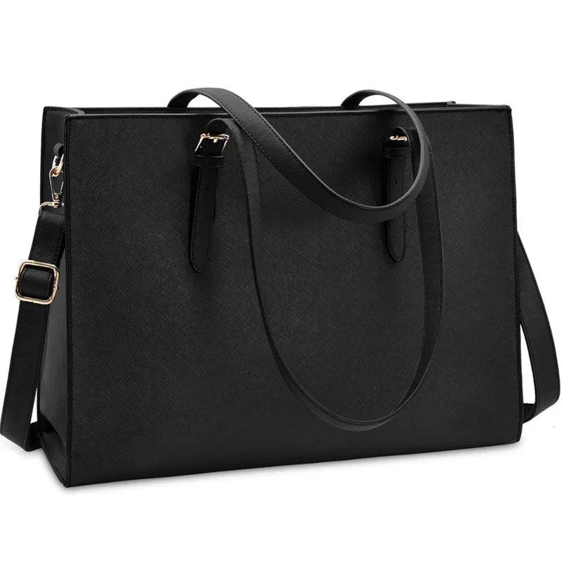 European and American Laptop Bags Cross-grained Women's Bag Multi-layered Large Single-shoulder Bag Stylish Versatile Briefcase