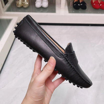 Ladies Spring Summer Genuine Leather Slip-On Shoes Soft Bottom Lightweight Comfortable Walking Flats Casual Office Footwear