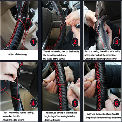Leather for Land Rover Range Rover Velar Range Rover Evoque Discovery Sport Defender Hand Sewning Car Steering Wheel Cover
