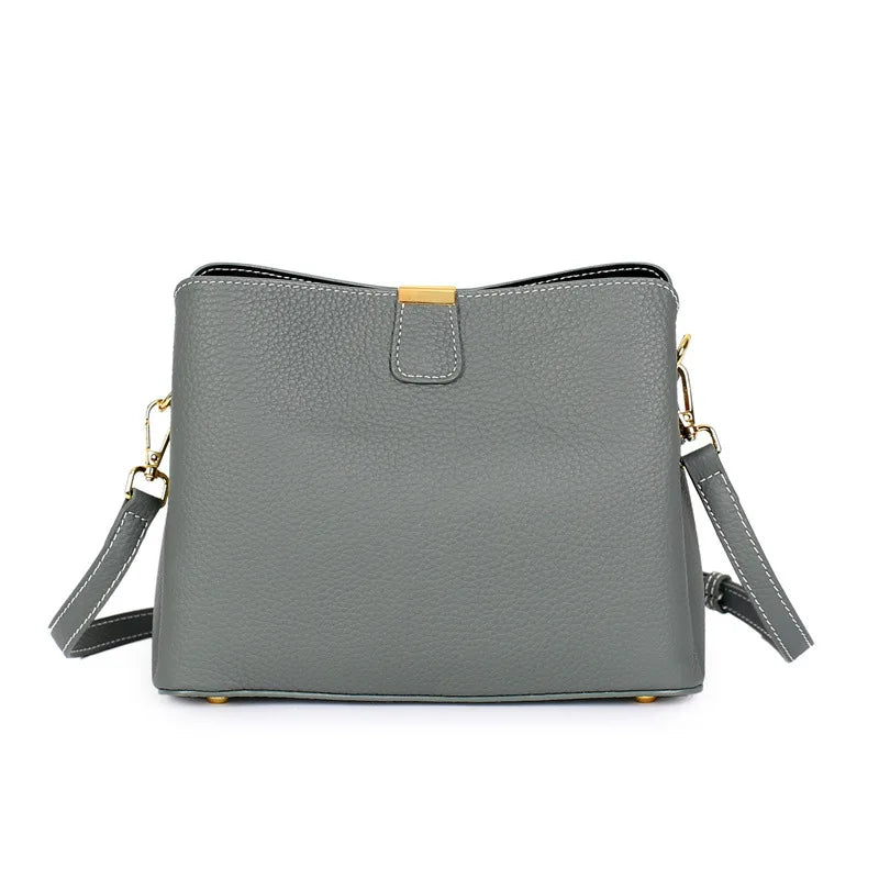 Women's Genuine Leather Handbag Luxury Bucket Style Casual Lady Fashion Shoulder Crossbody Messenger Bag for Girls 2025 Hot Sale