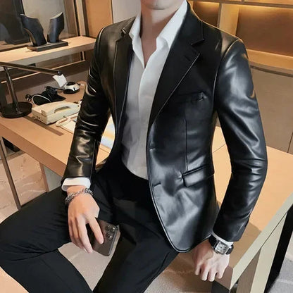 2026 Men's Casual Autumn Winter Brand Clothing Leather Jackets Male Slim Fit Fashion Casual Leather Jackets/Man Coats S-3XL