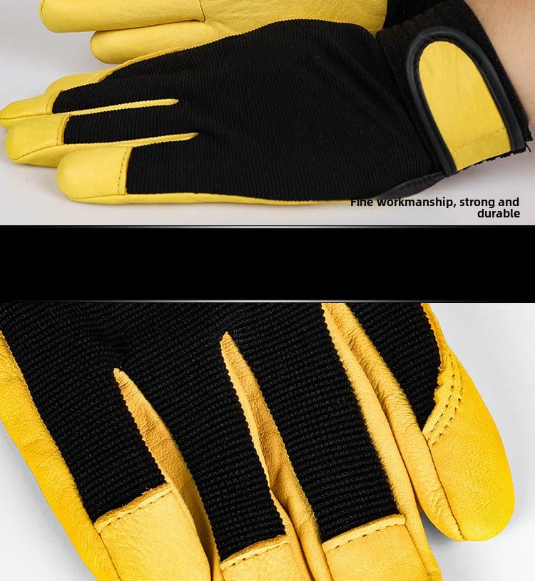 Sheepskin Leather Work Gloves Safety Labour Protection Garden Sports Motorcycle Driver Workers Work Welding Wearresistant Gloves