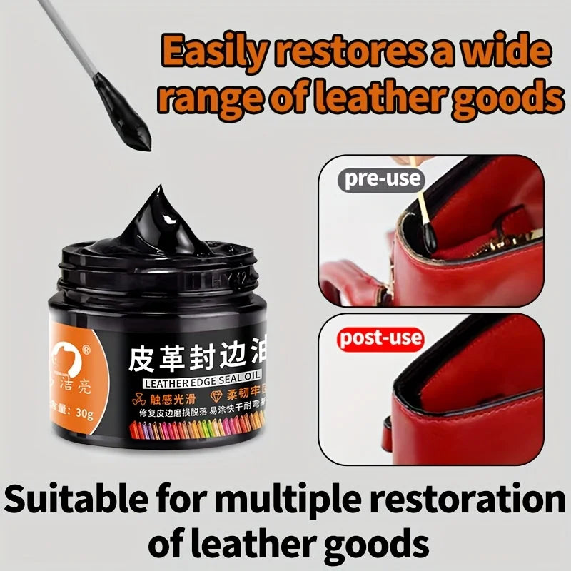30g Leather Edge Oil Kit- Repair Wear, Peel, and Color Loss - Suitable for Bags, Shoes, Jackets, Sofas, and All Leather Products