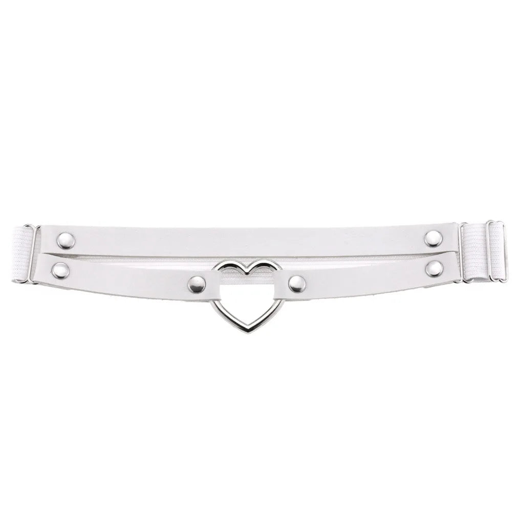 Heart Leg Garter Elastic Belt Rock Leather Leg Harness  For Women Girls Black Thigh Garter Festival Rave Accessories Adjustable