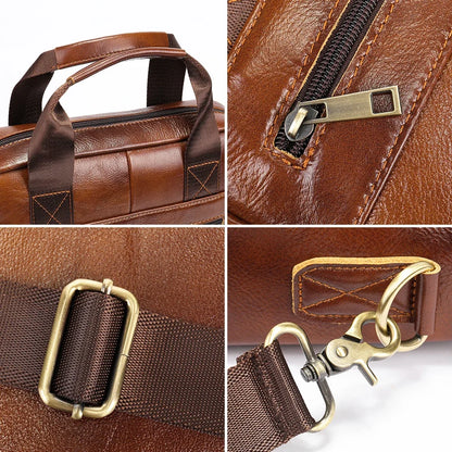 Men's Shoulder Bags Genuine Leather Crossbody Messenger Bag for 13.3 Inch Laptop Briefcase Leather Man Handbags 8577